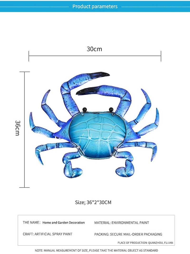LiffyGift Metal Crab Wall Sculptures Outdoor Beach Theme Coastal Glass Art Outside Hanging Decorations for Pool or Patio, Indoor Bathroom Home & Garden > Decor > Artwork > Sculptures & Statues LIFFY   