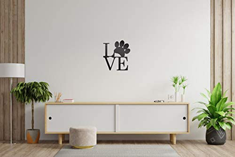 Steel Roots Decor Dog Paw Love Wall Decor Dog Lover Home Decor – Dog Mom Gifts - Dog Decor Metal Wall Art - Living Room, Bedroom or Nursery Decor - Indoor and Outdoor - Laser Cut 12 Inch (Black)