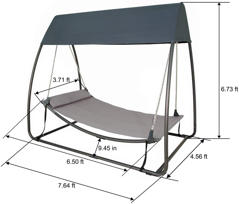 Sunnyglade 7.6'L x 4.5'W x 6.7' Swing Hammock Canopy Swing Hanging Bed for Backyard,Garden, Patio, Porch, Dark Grey
