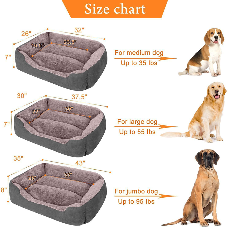 CLOUDZONE Dog Beds for Large Dogs, Large Dog Bed Machine Washable Rectangle Breathable Soft Padding with Nonskid Bottom Pet Bed for Medium and Large Dogs or Multiple Animals & Pet Supplies > Pet Supplies > Dog Supplies > Dog Beds CLOUDZONE   