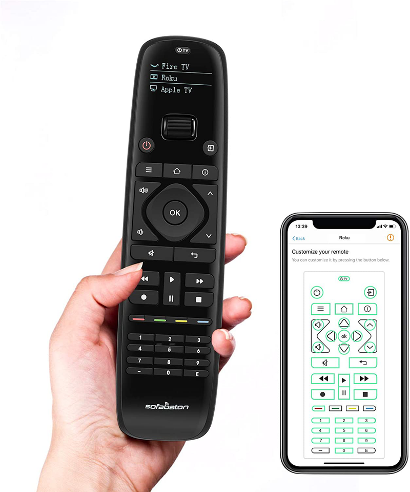 Sofabaton U1 Universal Remote Control Smart APP Setting, Harmony Remote Replace up to 15 Bluetooth & IR Devices, All in One Remote with OLED Display and Multi-Command Macro Button (2021 Updated)
