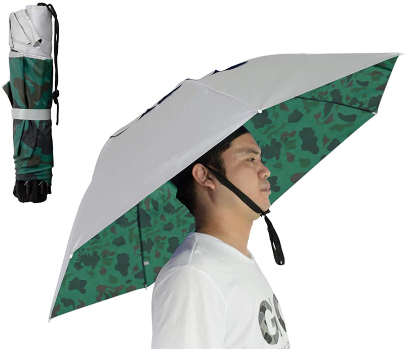 NEW-Vi Fishing Umbrella Hat Folding Sun Rain Cap Adjustable Multifunction Outdoor Headwear Home & Garden > Lawn & Garden > Outdoor Living > Outdoor Umbrella & Sunshade Accessories NEW-Vi Silver/Camouflage with wind vent 2PC  