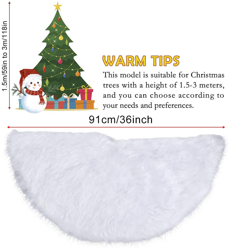 iMucci 36inch Christmas Tree Skirt Snowy White Plush Velvet - Holiday Party DecorationSnowy White Plush Velvet - Holiday Party Decoration …