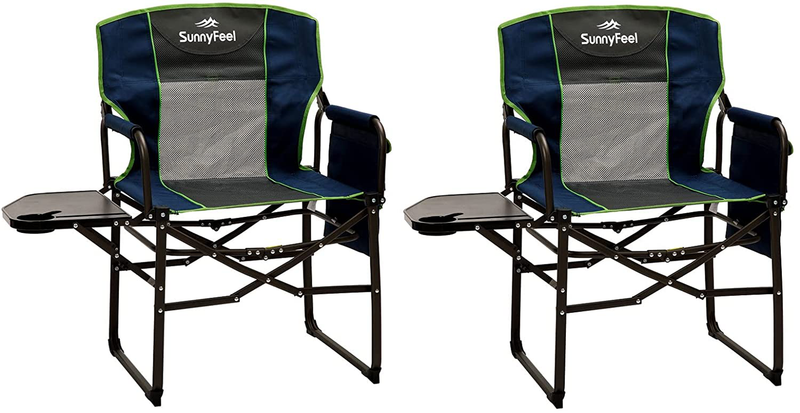 SUNNYFEEL Camping Directors Chair, Heavy Duty,Oversized Portable Folding Chair with Side Table, Pocket for Beach, Fishing,Trip,Picnic,Lawn,Concert Outdoor Foldable Camp Chairs