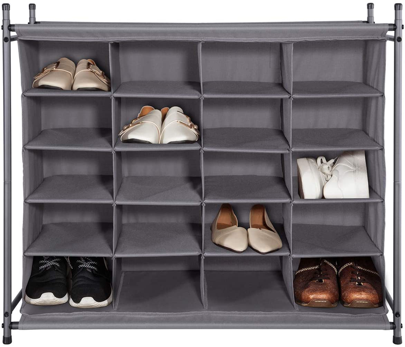 STORAGE MANIAC 20-Cube Stackable Shoe Cubby Organizer, Free Standing Shoe Cube Rack for Entryway, Bedroom, Apartment, Closet, Gray Furniture > Cabinets & Storage > Armoires & Wardrobes STORAGE MANIAC   
