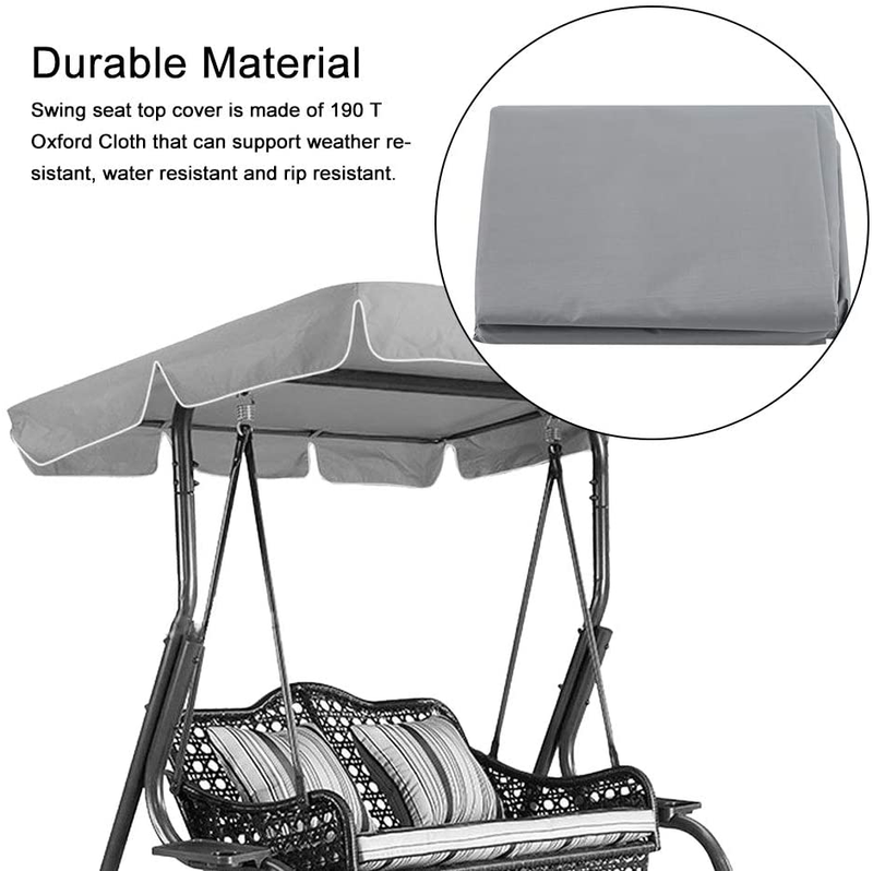 Swing Canopy Cover Set, Waterproof Swing Seat Top Cover Oxford Cloth Outdoor Rainproof Durable Anti Dust Protector, 74.80 x 51.97 x 5.91 inch(Grey) Home & Garden > Lawn & Garden > Outdoor Living > Porch Swings Vikye   