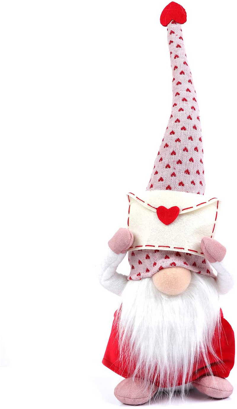 Madanar Valentine'S Day Gnome Plush Fuzzy Hat Handmade Swedish Decor for Tiered Tray Shelf Table Mother'S Day Decorations (Fuzzy Hat) Home & Garden > Decor > Seasonal & Holiday Decorations Madanar Love Letter  