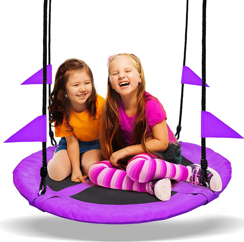 PACEARTH 40 Inch Saucer Tree Swing Flying 660lb Weight Capacity with Multi-Strand Ropes Replacement (Purple) Home & Garden > Lawn & Garden > Outdoor Living > Porch Swings PACEARTH   