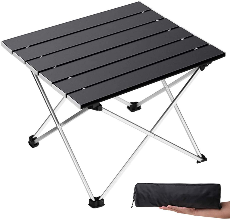 Grope Portable Camping Table with Aluminum Table Top, Folding Beach Table Easy to Carry, Prefect for Outdoor, Picnic, BBQ, Cooking, Festival, Beach, Home Sporting Goods > Outdoor Recreation > Camping & Hiking > Camp Furniture Grope Black  