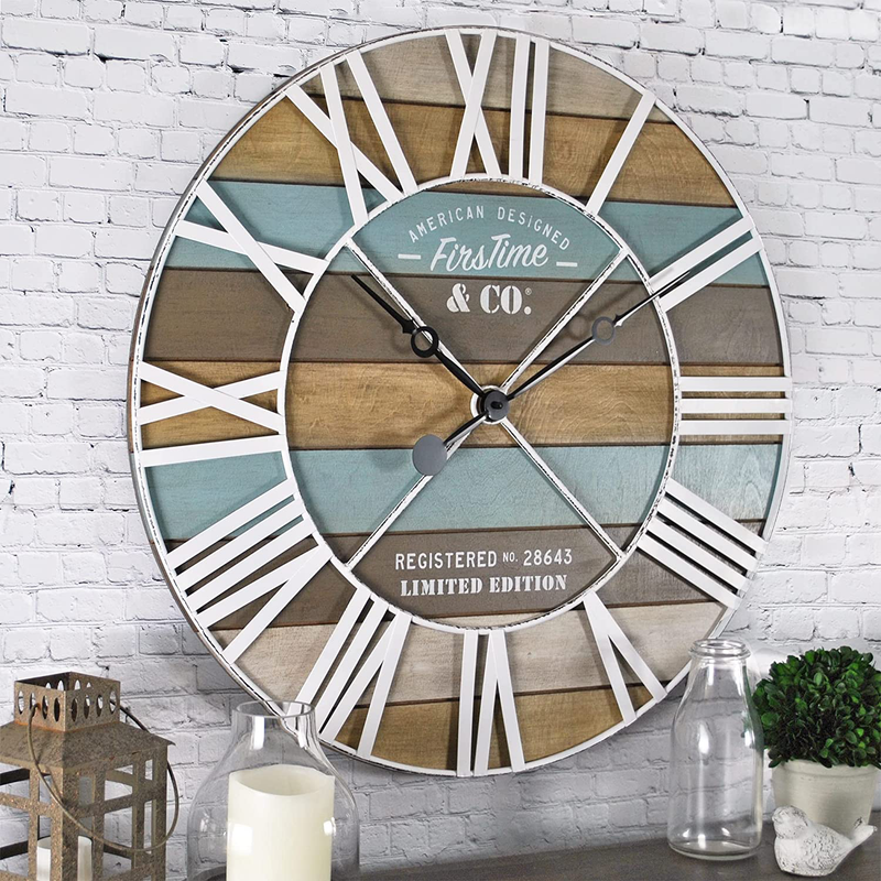 FirsTime & Co. Maritime Planks Wall Clock, 24", Multicolor Home & Garden > Decor > Clocks > Wall Clocks FirsTime & Co.   