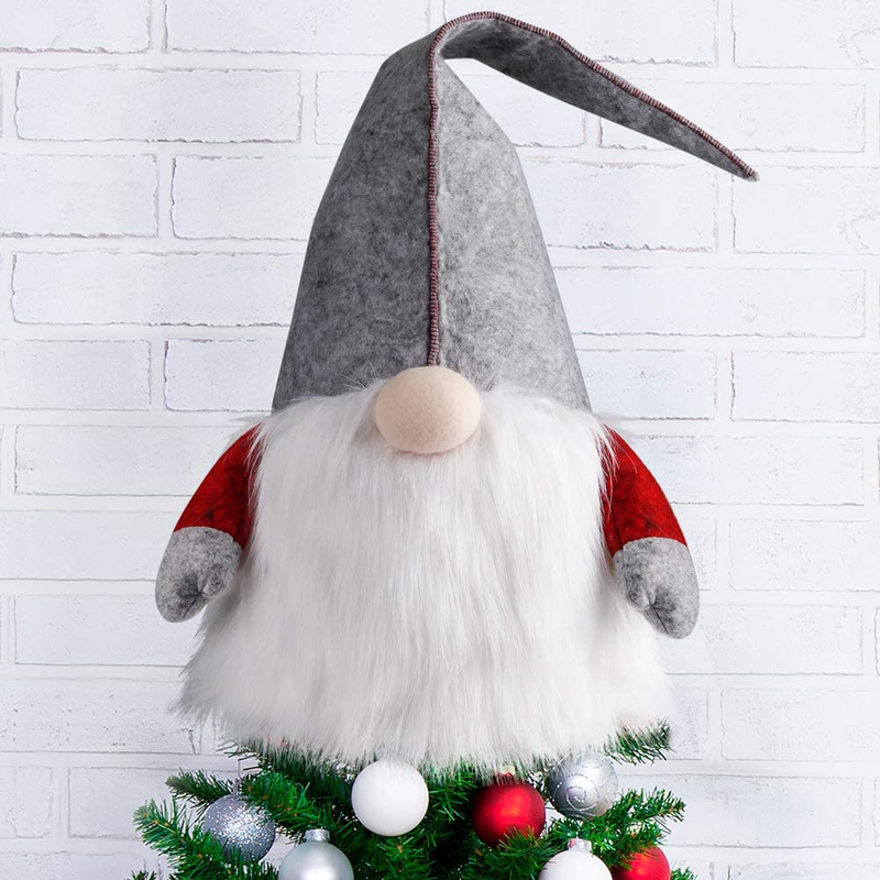 D-FantiX Gnome Christmas Tree Topper, 25 Inch Large Swedish Tomte Gnome Christmas Ornaments Santa Gnomes Plush Scandinavian Christmas Decorations Holiday Home Décor Red… Home & Garden > Decor > Seasonal & Holiday Decorations D-FantiX Grey  