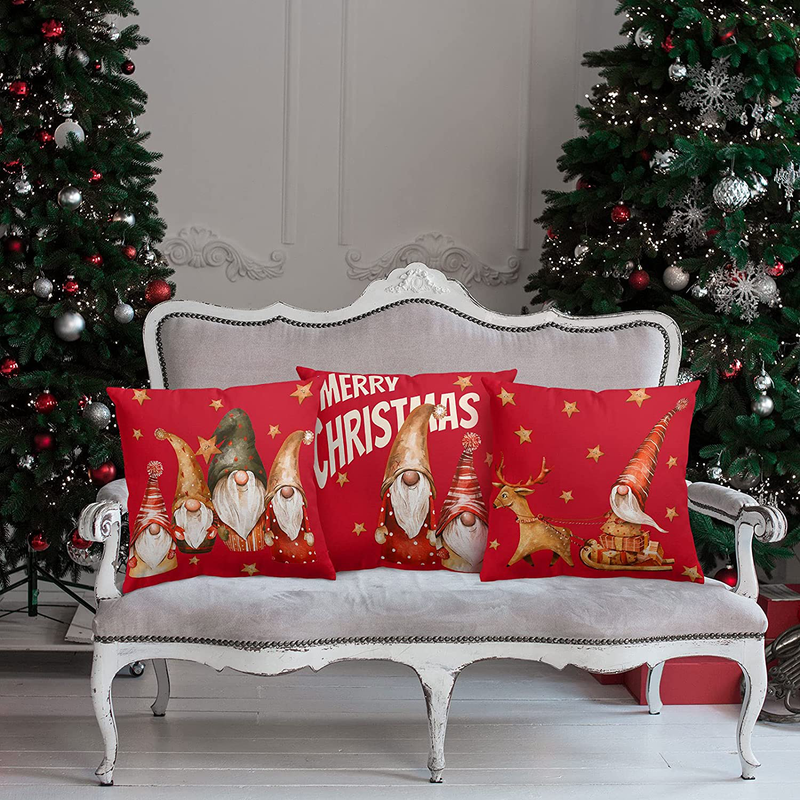 Christmas Pillow Covers 18x18 Inches, Gnome Throw Pillow Covers for Farmhouse Christmas Decor, Decorative Pillow Covers for Sofa Couch Bed Living Room Xmas Decorations, Set of 4 Home & Garden > Decor > Seasonal & Holiday Decorations& Garden > Decor > Seasonal & Holiday Decorations Crelity   