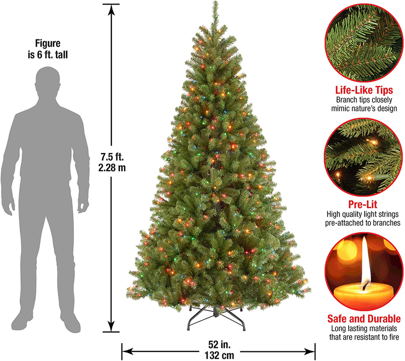 National Tree Company Pre-lit Artificial Christmas Tree | Includes Pre-strung Multi-Color Lights and Stand | North Valley Spruce - 7.5 ft Home & Garden > Decor > Seasonal & Holiday Decorations > Christmas Tree Stands National Tree Company   