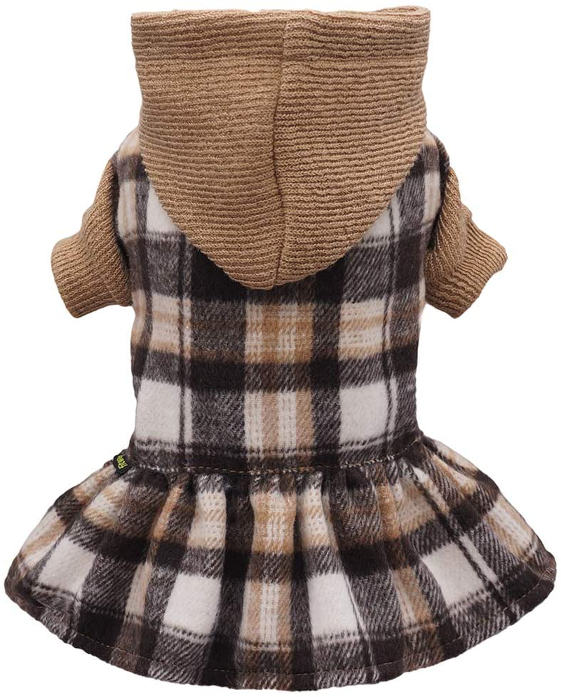 Fitwarm Knitted Plaid Dog Dress Hoodie Sweatshirts Pet Clothes Sweater Coats Cat Outfits Animals & Pet Supplies > Pet Supplies > Dog Supplies > Dog Apparel Fitwarm   