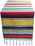 Mexican Serape Table Runner for Mexican Theme Party, Cinco de Mayo Fiesta Party, Day of Death Decorations, Falsa Classic Striped Fringe Pattern Cotton Blanket, Red,14x84 inches Home & Garden > Decor > Seasonal & Holiday Decorations& Garden > Decor > Seasonal & Holiday Decorations Toaroa Yellow 1 