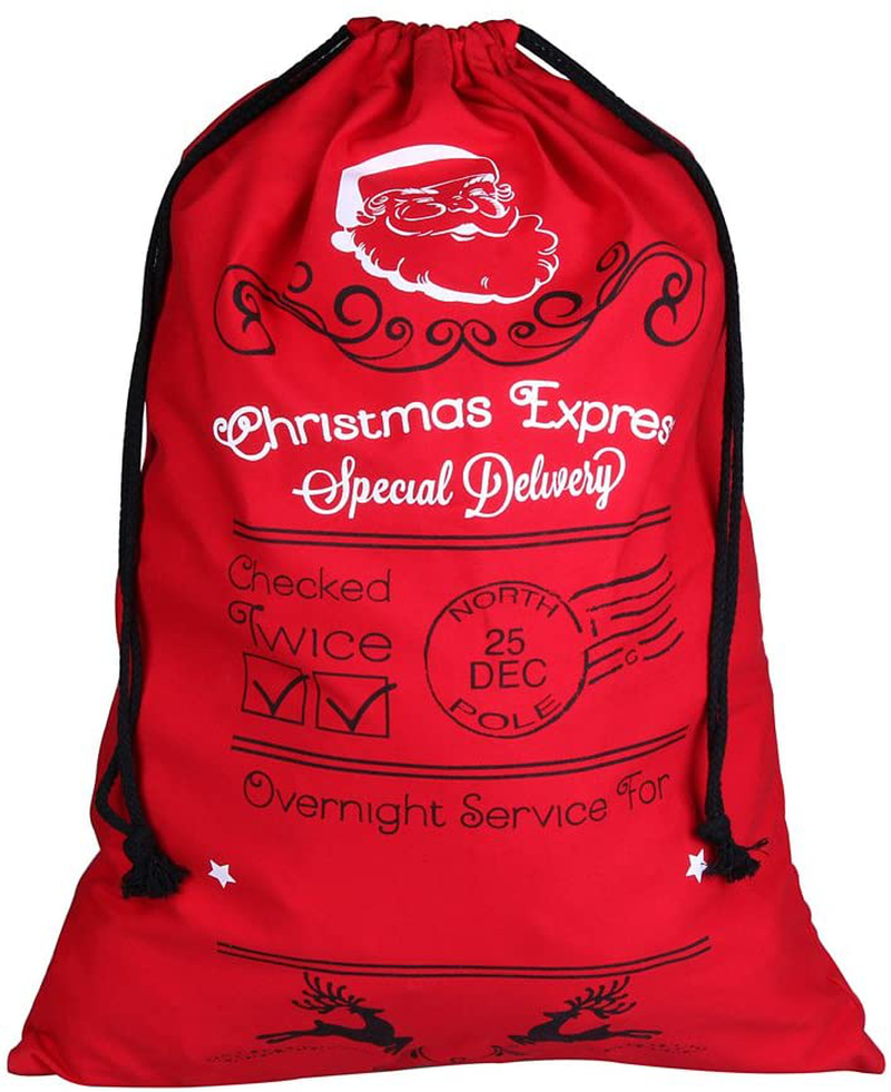 OUMAI Extra Large Drawstring Santa Sack | Personalized Jumbo Santa Bags for Storing, Holiday Presents, Stocking Stuffers or Decorations Home & Garden > Decor > Seasonal & Holiday Decorations& Garden > Decor > Seasonal & Holiday Decorations OUMAI Red8  
