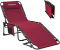 Kingcamp 4-Fold Folding Outdoor Chaise Lounge Chair for Beach, Sunbathing, Patio, Pool, Lawn, Deck, Lay Flat Portable Lightweight Heavy-Duty Adjustable Camping Reclining Chair with Pillow Sporting Goods > Outdoor Recreation > Camping & Hiking > Camp Furniture KingCamp Red  