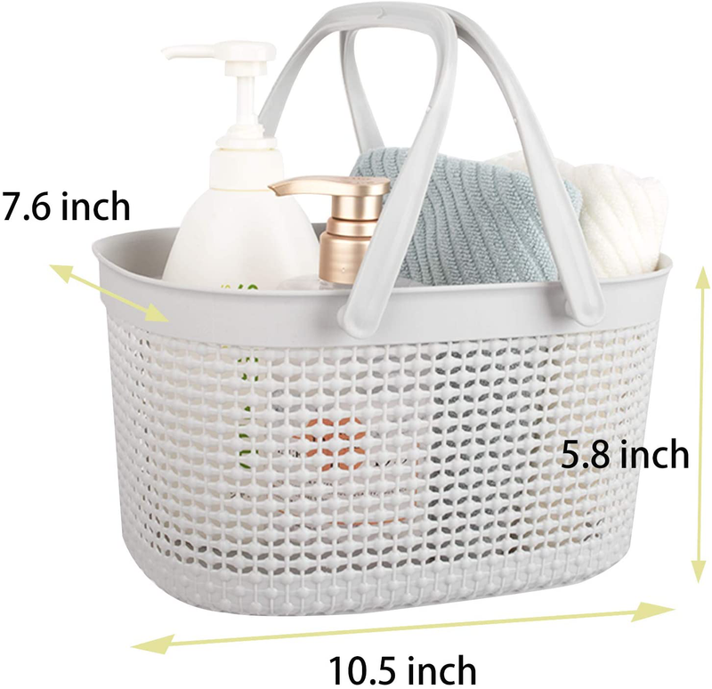 Rejomiik Portable Shower Caddy Basket, Plastic Organizer Storage Tote with Handles for Bathroom, College Dorm, Kitchen - Grey Sporting Goods > Outdoor Recreation > Camping & Hiking > Portable Toilets & Showers rejomiik   