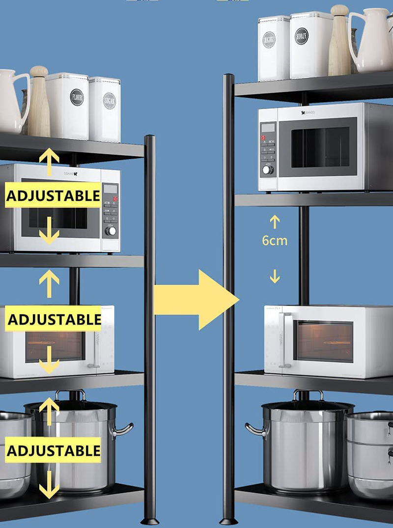 Multipurpose 5-Tier Storage Shelf Display Rack for Kitchen - Black, Adjustable, Stainless Steel, 160X70X40Cm Home & Garden > Kitchen & Dining > Food Storage gaoppu   