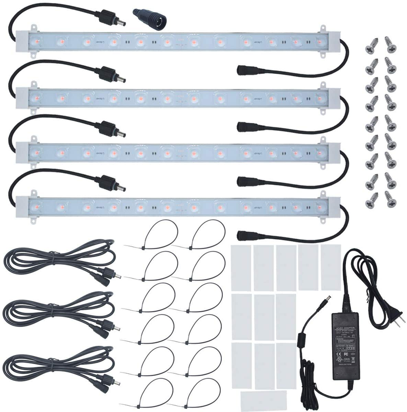 Grow Light Strip Kit 45W, 4 Pcs 16 Inches LED Grow Light Strips with Extension Cables, Mounting Accessories for Greenhouse,Grow Shelf. Perfect for Indoor Growing-(4-Strip-Kit) Sporting Goods > Outdoor Recreation > Camping & Hiking > Tent Accessories Litever   