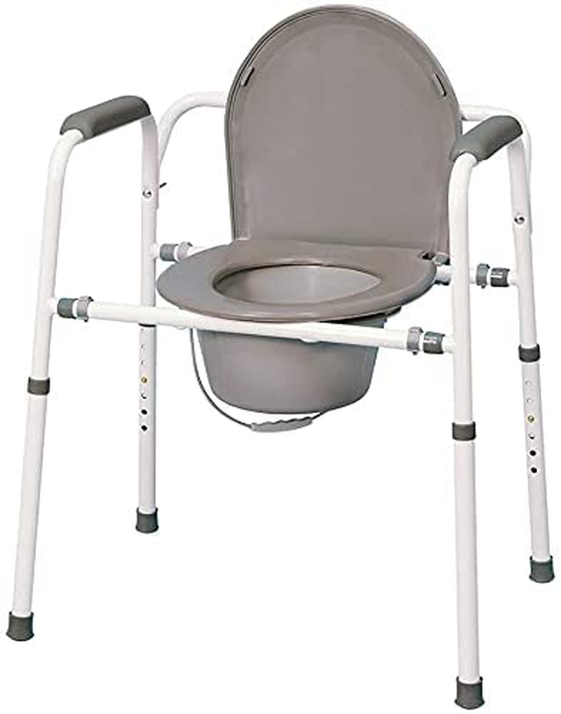 Medpro Homecare Commode Chair with Adjustable Height, Convenient and Safer Toilet Alternative, Durable and Rust Resistant, 7 Height Adjustments, Molded Plastic Armrests, Gray Sporting Goods > Outdoor Recreation > Camping & Hiking > Portable Toilets & Showers MedPro   