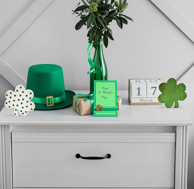 Gift Boutique 4 St Patrick'S Day Wooden Shamrock Decorations Wood Table Topper Decor Sign for Home Office Irish Shamrocks Clover Shapes Blocks St Patrick House Signs Arts & Entertainment > Party & Celebration > Party Supplies Gift Boutique   