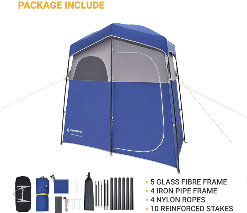 Kingcamp Shower Tent Oversize Outdoor Shower Tents for Camping Dressing Room Portable Shelter Changing Room Shower Privacy Shelter Single/Double Shower Tent Sporting Goods > Outdoor Recreation > Camping & Hiking > Portable Toilets & Showers KingCamp   