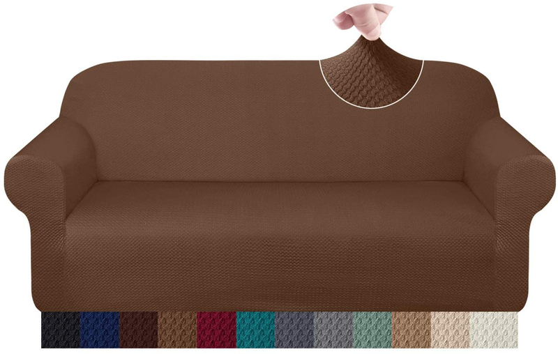Granbest Thick Sofa Covers for 3 Cushion Couch Stylish Pattern Couch Covers for Sofa Stretch Jacquard Sofa Slipcover for Living Room Dog Pet Furniture Protector (Large, Gray) Home & Garden > Decor > Chair & Sofa Cushions Granbest Coffee X-Large 
