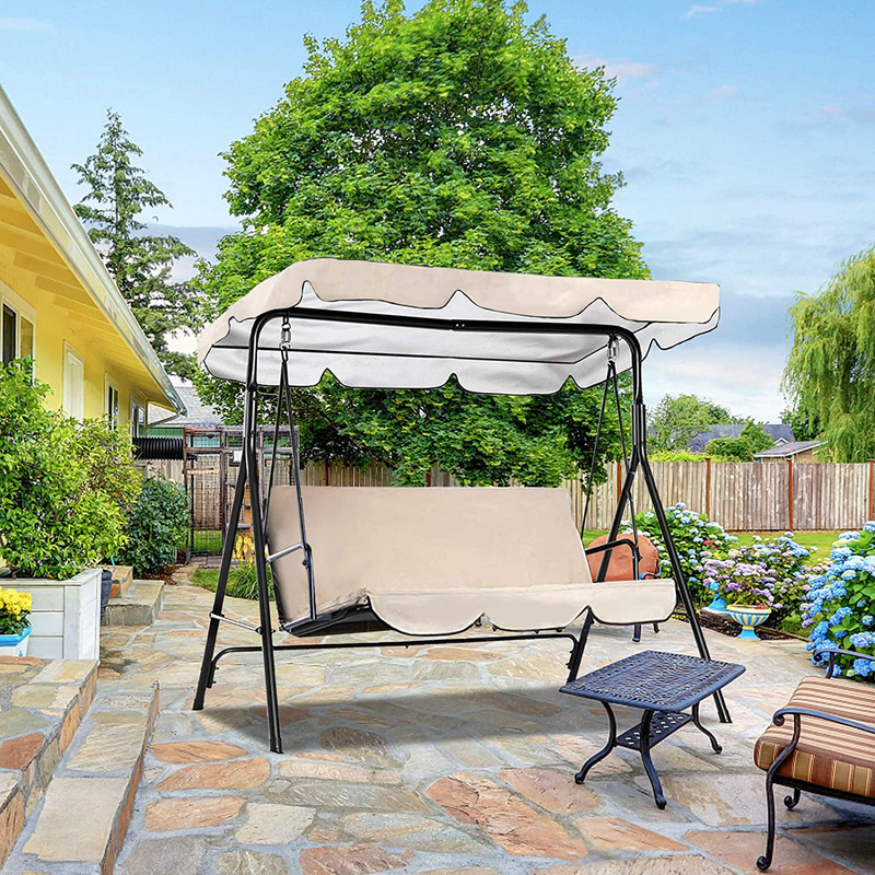 Persever Patio Swing Canopy Replacement Cover, Garden Swing Canopy Top Cover, Swing Chair Awning, Unique Velcro Design Windproof Cream-55"x47"x5.9"