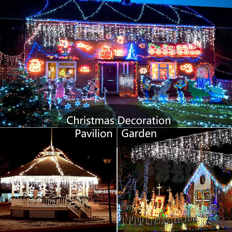 Christmas Decorations Lights Outdoor, 400 LED 32.8 FT 8 Modes 75 Drops Fairy String Curtain Lights for Christmas Decor Eaves Window Party Yard Garden Indoor (Cold White) Home & Garden > Decor > Seasonal & Holiday Decorations& Garden > Decor > Seasonal & Holiday Decorations Linhai Baoguang Lighting Co.,Ltd   