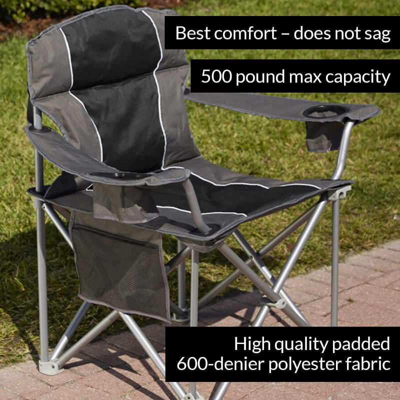 Livingxl 500-Lb. Capacity Heavy-Duty Portable Chair (Black) Sporting Goods > Outdoor Recreation > Camping & Hiking > Camp Furniture LivingXL   