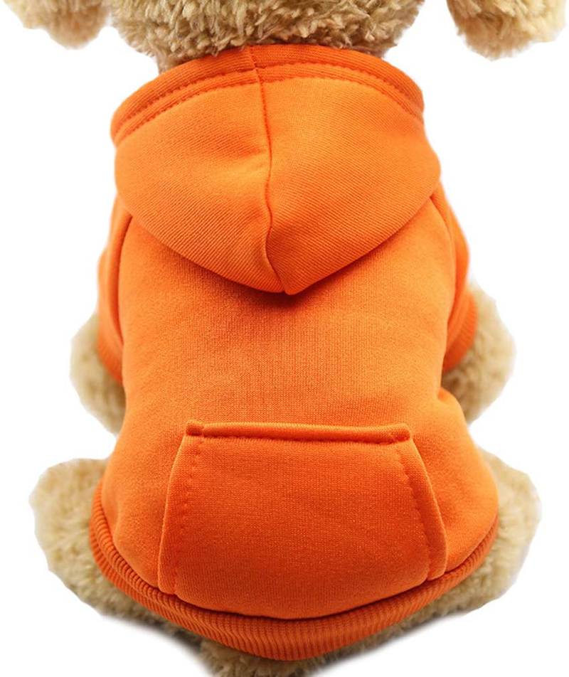 Jecikelon Winter Dog Hoodie Sweaters with Pockets Warm Dog Clothes for Small Dogs Chihuahua Coat Clothing Puppy Cat Custume (Coffee, Medium) Animals & Pet Supplies > Pet Supplies > Cat Supplies > Cat Apparel JECIKELON Orange Medium 