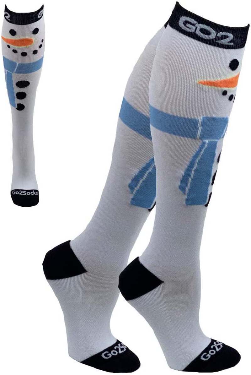 Go2Socks Holiday Compression Socks | Women Men Nurses Runners | 15-20 mmHg Medical Stockings