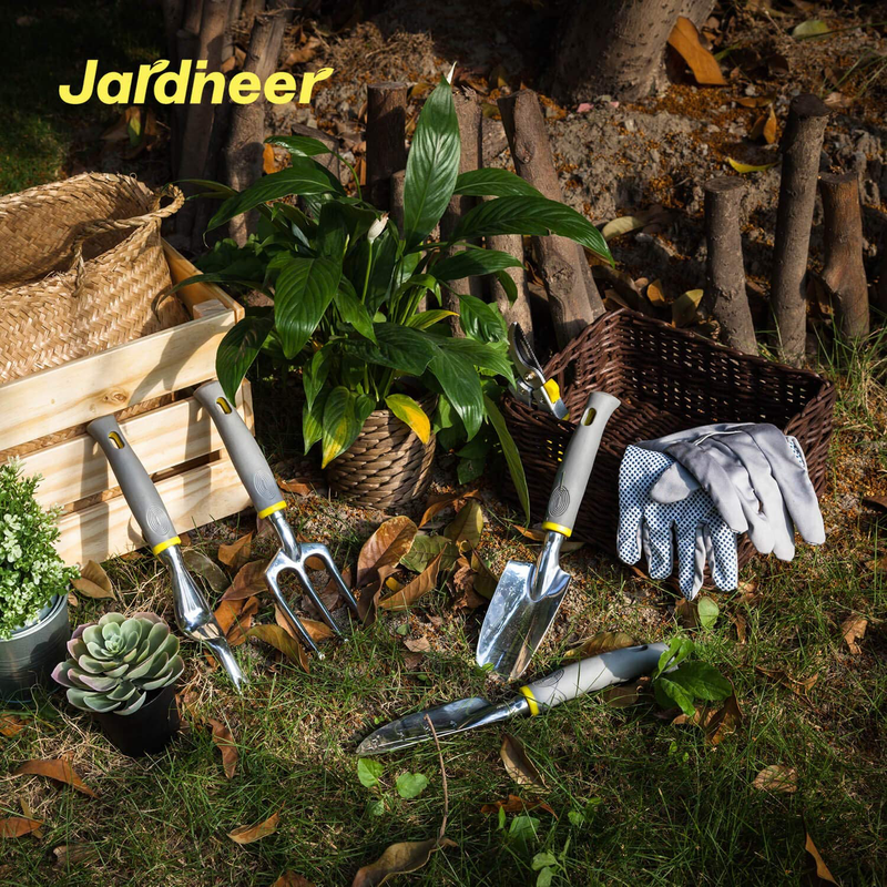 Jardineer Garden Tools Set, 8PCS Heavy Duty Garden Tool Kit with Outdoor Hand Tools, Garden Gloves and Storage Tote Bag, Gardening Tools Gifts for Women and Men Home & Garden > Lawn & Garden > Gardening > Gardening Tools > Gardening Sickles & Machetes Jardineer   