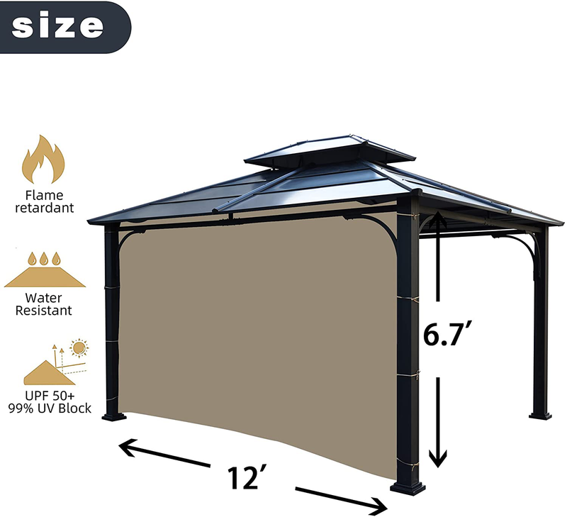 Hofzelt Gazebo Universal 12 ft Replacement Curtain Side Wall Privacy Panel (One Side Only), Beige Home & Garden > Lawn & Garden > Outdoor Living > Outdoor Structures > Canopies & Gazebos Hofzelt   