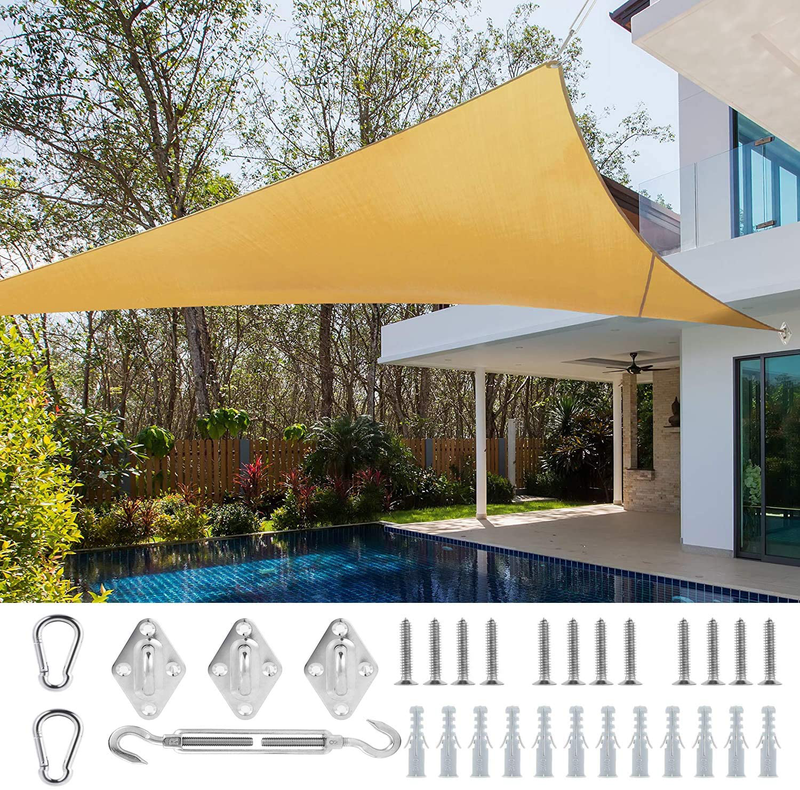 Sun Shade Sail with Stainless Steel Hardware Kit, Ohuhu 8' X 10' HDPE Rectangle Shade Sails Canopy Uv Block Cover Awning, Sun Shade for Patios Deck Lawn Backyard Garden Outdoor Activities Facility Home & Garden > Lawn & Garden > Outdoor Living > Outdoor Umbrella & Sunshade Accessories Ohuhu 16' x 16' x 16'  