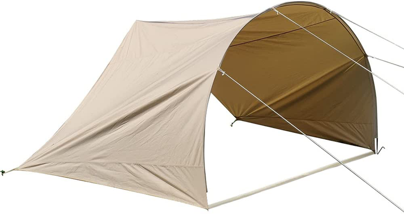 DANCHEL OUTDOOR Bell Tent Awning Tarps with Poles Lightweight Sun Shelter Canopy for Backpacking Rain Fly Picnic(Khaki, 10X13.2Ft)
