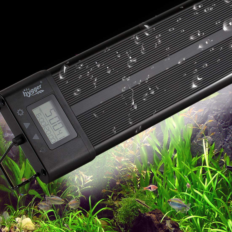hygger Aquarium Programmable LED Light, Full Spectrum Plant Fish Tank Light Extendable Brackets with LCD Setting Display, IP68 Waterproof, 7 Colors, 4 Modes for Novices Advanced Players Animals & Pet Supplies > Pet Supplies > Fish Supplies > Aquarium Lighting hygger 26W for 18~24inch long fish tank  