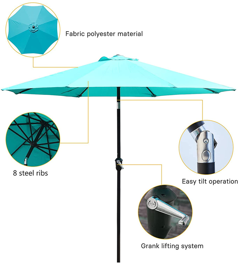 Grand Patio 9 FT Enhanced Aluminum Patio Umbrella, UV Protected outdoor Umbrella with Auto Crank and Push Button Tilt, Blue Home & Garden > Lawn & Garden > Outdoor Living > Outdoor Umbrella & Sunshade Accessories Grand patio   