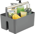 Mdesign Plastic Shower Caddy Storage Organizer Utility Tote, Divided Basket Bin - Metal Handle for Bathroom, Dorm, Kitchen, Holds Hand Soap, Shampoo, Conditioner - Aura Collection - Black/Brushed Sporting Goods > Outdoor Recreation > Camping & Hiking > Portable Toilets & Showers mDesign Charcoal/Satin  