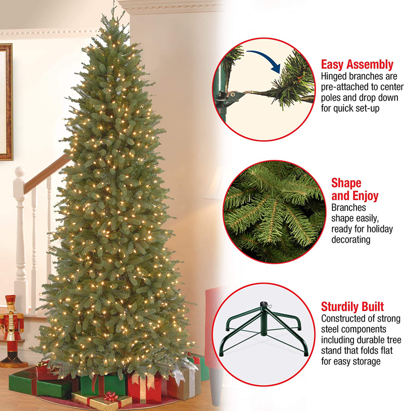 National Tree Company 'Feel Real' Pre-lit Artificial Christmas Tree | Includes Pre-strung White Lights and Stand | Jersey Fraser Fir Pencil Slim - 7.5 ft Home & Garden > Decor > Seasonal & Holiday Decorations > Christmas Tree Stands National Tree   