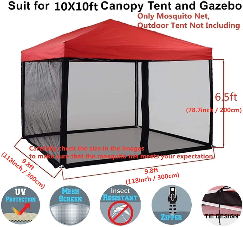 PCAFRS Mosquito Net with Zipper for Outdoor Camping Mosquito Net DIY Canopy Screen Wall Outdoor Mosquito Net for 10 x 10' Patio Gazebo and Tent (Only Mosquito Net Outdoor Tent Not Including)