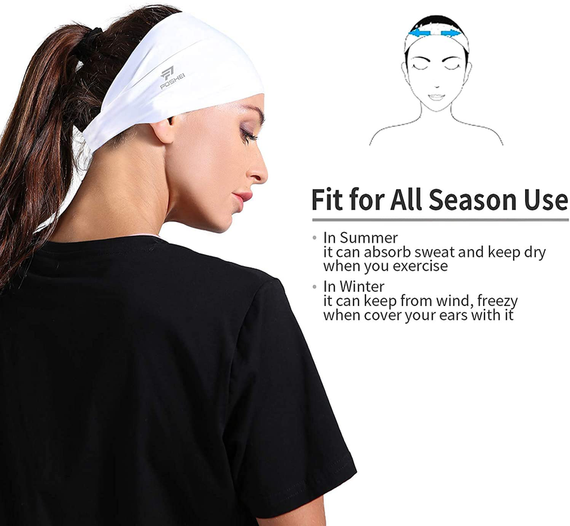 poshei Mens Headband (4 Pack), Mens Sweatband & Sports Headband for Running, Cycling, Yoga, Basketball - Stretchy Moisture Wicking Hairband
