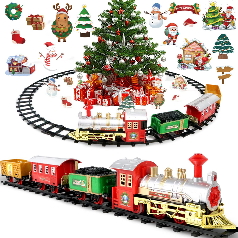 Christmas Train, Christmas Train Sets for Under/Around The Tree, Christmas Tree Train with Lights and Sound + 15 Decoration Cards, Christmas Decoration Decor, Xmas Gifts for Kids Toddler Home & Garden > Decor > Seasonal & Holiday Decorations& Garden > Decor > Seasonal & Holiday Decorations ASZ   