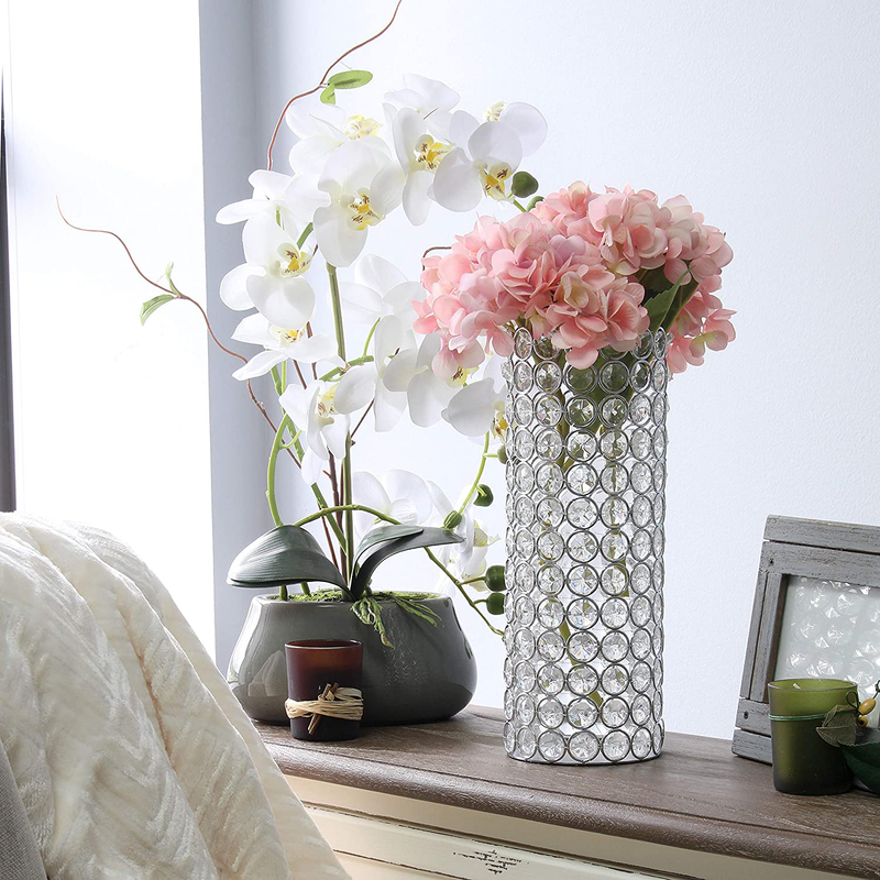 Elegant Designs HG1009-CHR, 11.25 Inch, Chrome Elipse Crystal Decorative Vase, 11.25" Home & Garden > Decor > Vases Elegant Designs   