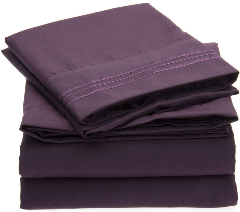 Mellanni California King Sheets - Hotel Luxury 1800 Bedding Sheets & Pillowcases - Extra Soft Cooling Bed Sheets - Deep Pocket up to 16" - Wrinkle, Fade, Stain Resistant - 4 PC (Cal King, Persimmon) Home & Garden > Linens & Bedding > Bedding Mellanni Purple California King 