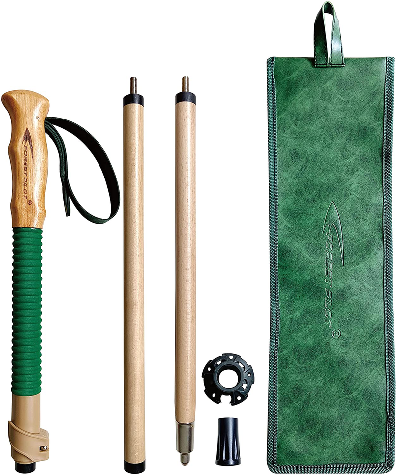 FOREST PILOT Trekking Poles- 1-Pc Pack - Adjustable Hiking or Walking Stick –Strong, Natural Beech Wood - Quick Adjust Flip-Lock - Beech Wood Grip, Leather Strap Sporting Goods > Outdoor Recreation > Camping & Hiking > Hiking Poles MINGTE Green  