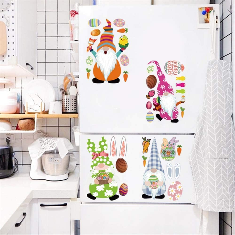 Mocossmy Easter Window Clings,9 Sheets Happy Easter Eggs Gnomes Faceless Elf Cute Bunny Carrot Window Stickers Wall Decals for Home Classroom Holiday Easter Party Supplies Favors Glass Decoration