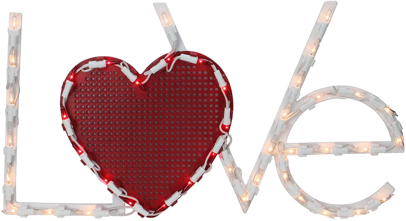 Northlight 17" Lighted White and Red Love with Heart Valentine'S Day Window Silhouette Decoration Home & Garden > Decor > Seasonal & Holiday Decorations Northlight   