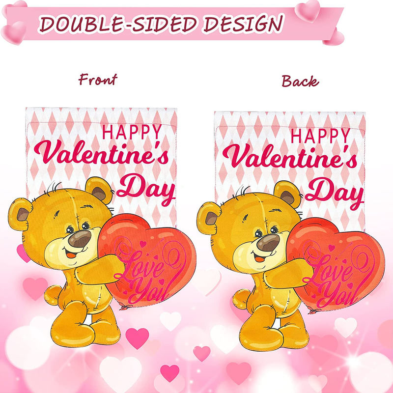 Teeker Valentines Day Decor - Valentines Day Flag Double Sided for Wedding Party Home Valentines Day Decorations Yard Outdoor Decoration 3D Print(Flag Pole NOT Included)…